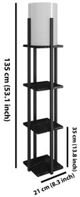 Lampadar cu rafturi NORA 1xE27/40W/230V negru