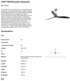 Ventilator de tavan cu telecomanda design modern JUST FAN alama antic