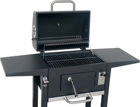 Gratar pe carbuni Klausberg KB 9034, Cos de fum, Ventilatie reglabila, Sertar pentru cenusa, Termometru, Roti, Otel, Negru