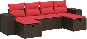 vidaXL Set canapele de grădină cu perne, 6 piese, maro, poliratan