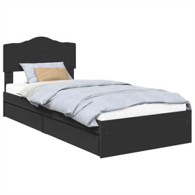 vidaXL Pat cu storage cu headboard Negru 90 x 190 cm Lemn compozit
