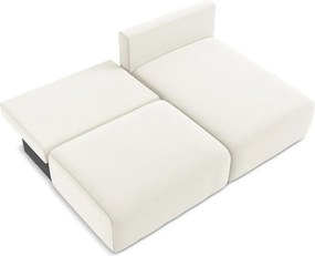 Colțar crem extensibil/cu spațiu de depozitare cu tapițerie din catifea (cu colț pe partea dreaptă/cu șezlong) Kalena – Makamii