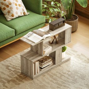 HOMCOM Măsuță de cafea modernă în formă de S cu 4 rafturi 90x30x61 cm Lemn | Aosom Romania