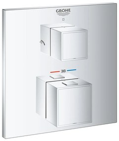 Baterie cu termostat, incastrata cu 2 iesiri, crom