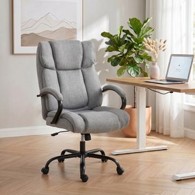 Vinsetto Scaun de birou ergonomic din material tip in, 220 kg, rotativ, reglabil pe înălțime, gri deschis | Aosom Romania