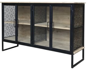 Vitrina din lemn masiv si MDF, 4 usi, cu model lateral, Vence