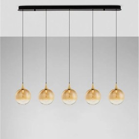 Lustra moderna cu 5 pendule LED, Metal, Sticla, Champaign, ORENDA