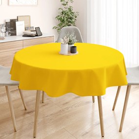 Goldea față de masă loneta - galben închis - rotundă Ø 140 cm