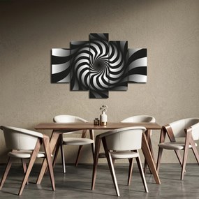 Tablou abstract cu spirala alb neagră (150x105 cm)