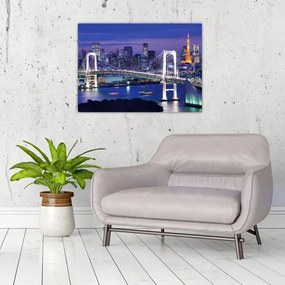 Tablou pe sticlă metropolei nocture (70x50 cm)