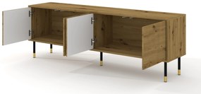 Masă TV 4D 180 Sherlock (Stejar artisan + Negru + Auriu). 1125111