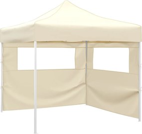 vidaXL Cort pliabil cu 2 pereți, crem, 291x291x315 cm