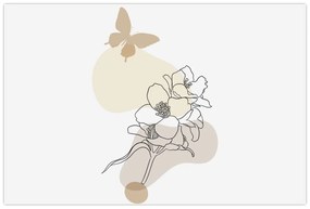 Tablou - Flori bej cu fluture N⁰3 (90x60 cm)