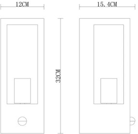 Aplică de exterior cu senzor GUNDULA 1xE27/60W/230V IP44 Globo 31980OS