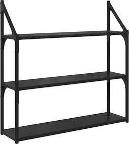 vidaXL Raft de perete Stejar Negru 80 x 21 x 78,5 cm Lemn compozit