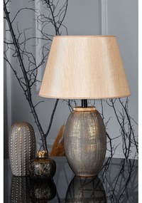 Veioză gri/bej cu abajur textil (înălțime 46 cm) – Opviq lights