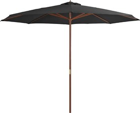vidaXL Umbrelă de soare de exterior, stâlp din lemn, antracit, 350 cm
