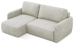 Colțar crem extensibil/cu spațiu de depozitare cu tapițerie din chenille (cu colț pe partea stângă/cu șezlong) Lilo – Makamii