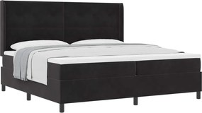 vidaXL Pat cu arcuri cu saltea cu headboard Negru 200 x 200 cm Catifea