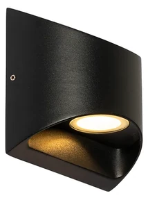 Lampă de perete exterioară modernă neagră cu LED 2 lumini IP54 - Mal