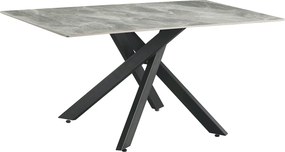 Masa ZENOS, gri cu efect de marmura/negru, ceramica/metal, 160x90x75 c