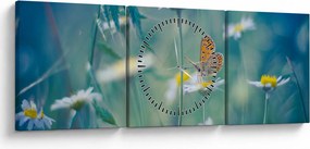 Tablou - Fluture pe margaretă (cu ceas) (90x30 cm)