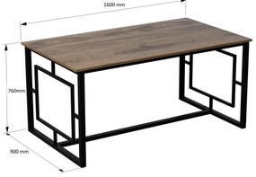 Masă sufragerie Allien (pentru 6 persoane) (nuc + negru). 1101354