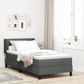 vidaXL Pat boxspring cu saltea cu saltea Gri închis 100 x 200 cm