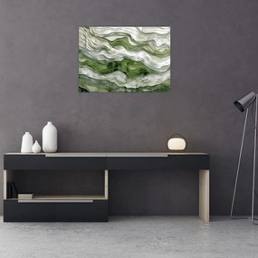 Tablou pe sticlă - Undele verzi și albe (70x50 cm)