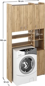 Dulap deasupra maşinii de spălat cu raft, stejar artisan, MIRALI