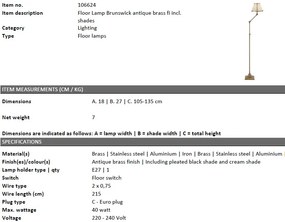 Lampadar design LUX cu brat articulat Brunswick alama 106624 HZ