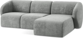 Colțar gri cu tapițerie din chenille (cu colț pe partea dreaptă/cu șezlong) Lani – Makamii