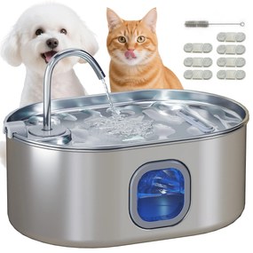 PawHut Fântână Apă Inox Automată 7L | Aosom Romania