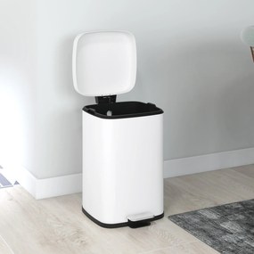 HOMCOM Coș de gunoi de bucătărie 20L cu capac cu închidere ușoară și pedala, găleată interioară detașabilă, 28L x 35l x 45H cm, alb | Aosom Romania