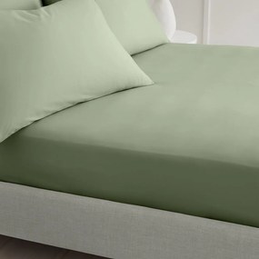 Cearceaf verde din bumbac percal cu elastic 90x190 cm Cotton Percale – Bianca