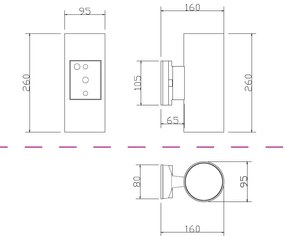 Aplica de perete exterior up/down, protectie IP54 Rando negru