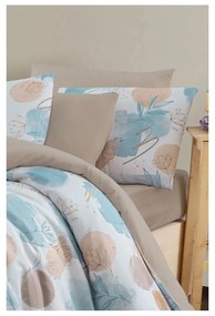 Lenjerie de pat albastră/maro pentru pat dublu/canapea extinsă cu cearceaf inclus/cu 4 piese 200x220 cm Magnolia – Mila Home