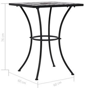Set de bistro mozaic, 3 piese, negru  alb, placa ceramica Alb si negru, Patrat, 3
