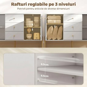 HOMCOM Bufet cu 3 Sertare, 2 Rafturi Reglabile, 5 Picioare | Aosom Romania