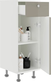 Corp Baie Zaria, 1 Sertar, 1 Usa, Gri Lucios/Alb, MDF, L 30 x l 35 x H 85 cm