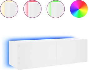 vidaXL Comodă TV de perete cu lumini LED, alb, 100x35x31 cm