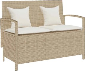 vidaXL Bancă de depozitare de grădină cu pernă din polirattan bej