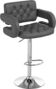 HOMCOM Scaun de Bar Reglabil, Șezut Extra Large Rotativ din Piele Ecologică PU, Gri | Aosom Romania
