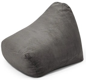 Fotoliu puf pentru copii gri închis cu tapițerie din catifea reiată Snug 80 – SLOWDOWN