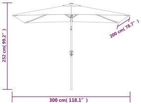 Umbrela de soare cu stalp metalic, azur, 300 x 200 cm Azur