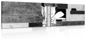 Tablou abstracție florală în design alb-negru