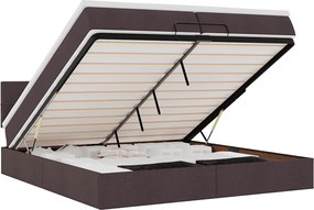 vidaXL Cadru de pat otoman cu saltele țesătură maro închis 200x200cm