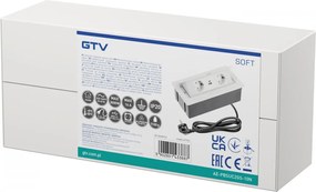 Priza incastrabila dreptunghiulara , 2 prize schuko, USB A+C, cablu 1.5m, alba, GTV