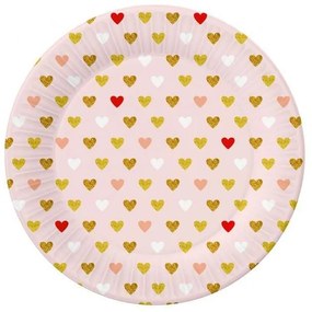 Iubire XOXO Pink farfurie de hârtie 6 buc 18 cm