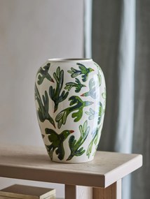 Vază din ceramică artizanală, albastru, cu formă ondulată și fundiță decorativă cu buline, 19,5x28,5 cm, „Belivia" (Copy 1)